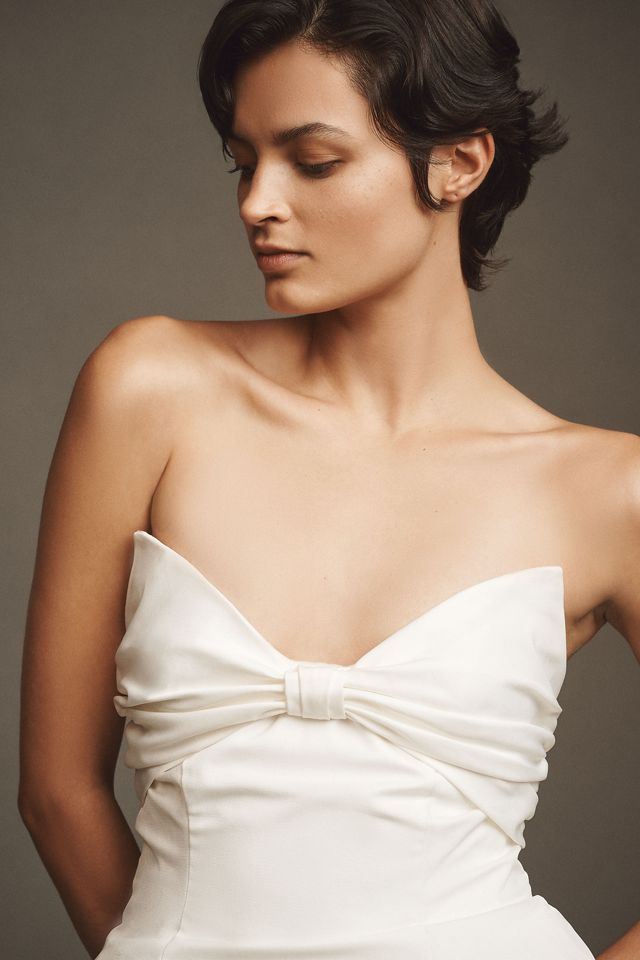 BHLDN Strapless Bow Fit & Flare Mini Dress #2