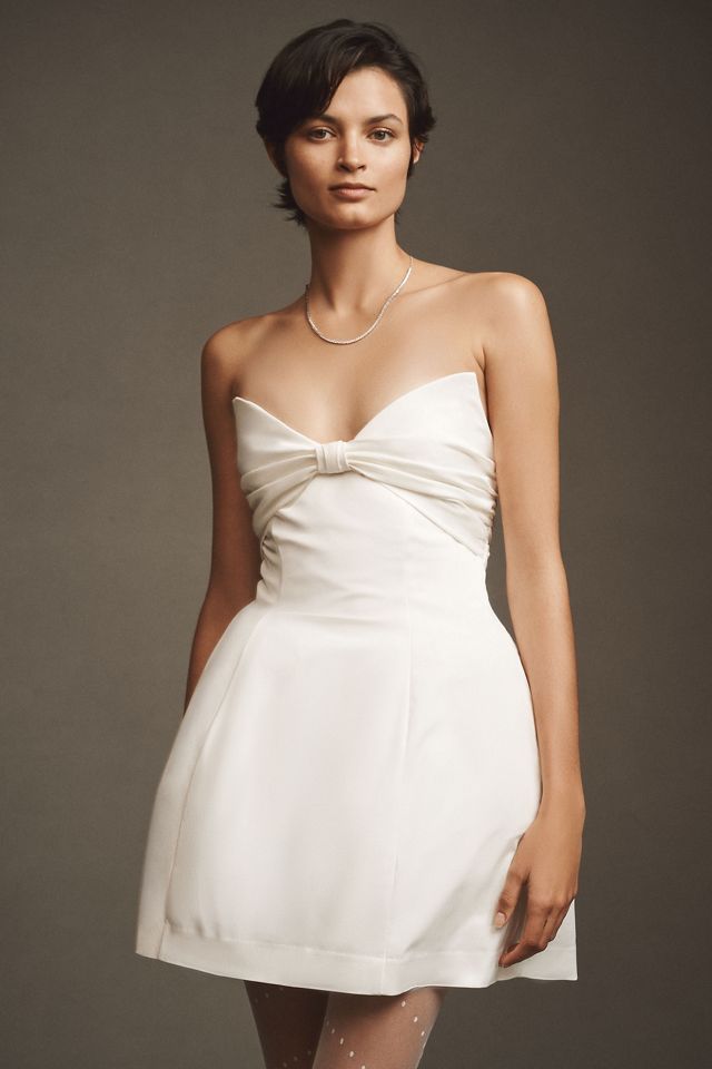 BHLDN Strapless Bow Fit & Flare Mini Dress #3