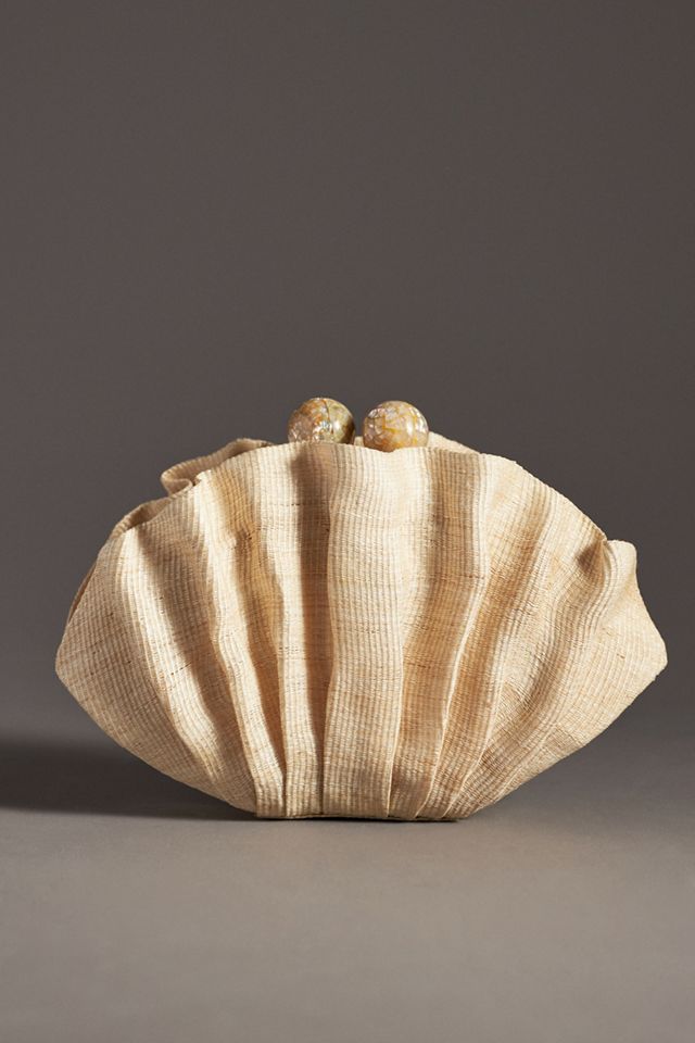 POOLSIDE Origami Scallop Straw Clutch #1
