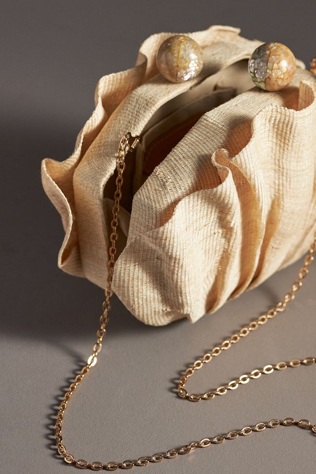 POOLSIDE Origami Scallop Straw Clutch #2