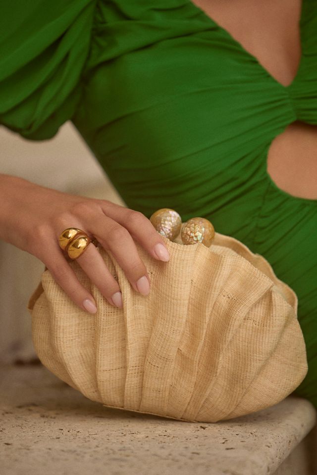 POOLSIDE Origami Scallop Straw Clutch #3