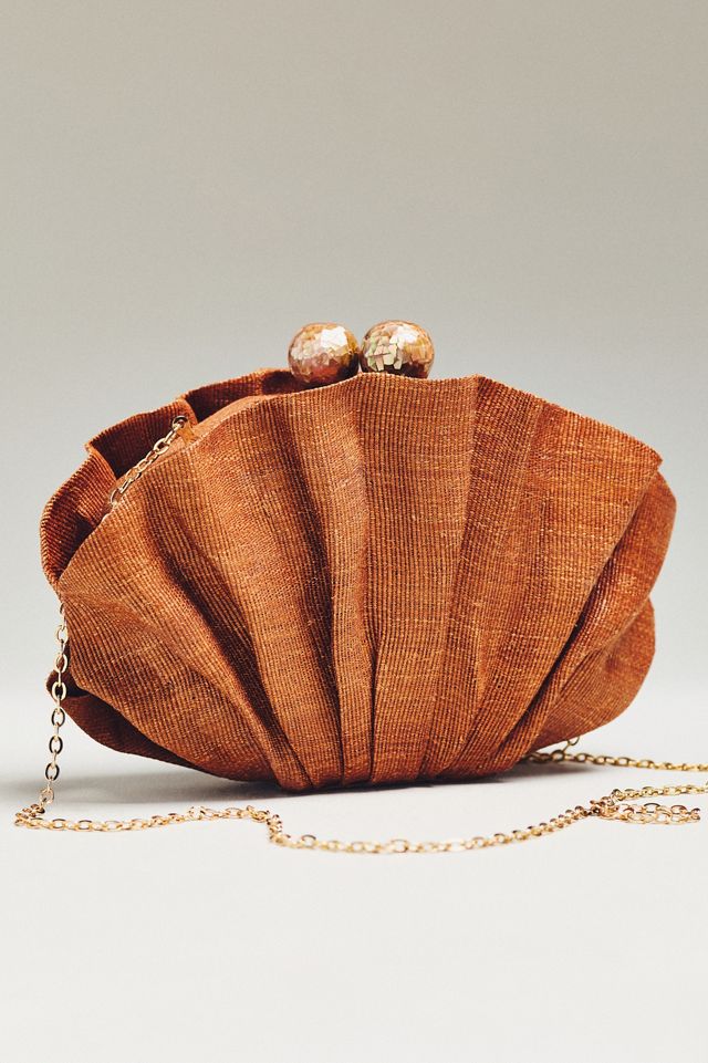 POOLSIDE Origami Scallop Straw Clutch #2