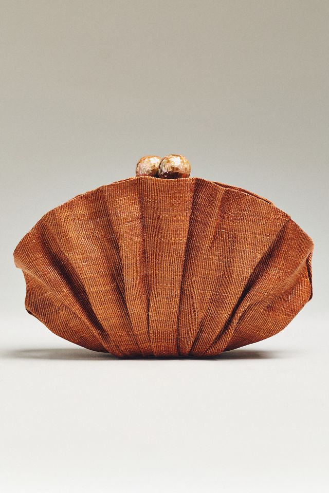 POOLSIDE Origami Scallop Straw Clutch #1
