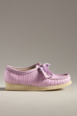 Clarks Wallabee Crocodile Flats In Purple