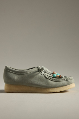 Clarks Gray Wallabee Derbys In Green
