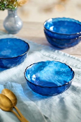 Wave Bowls, Set of 4 Dark Blue | AnthroHome