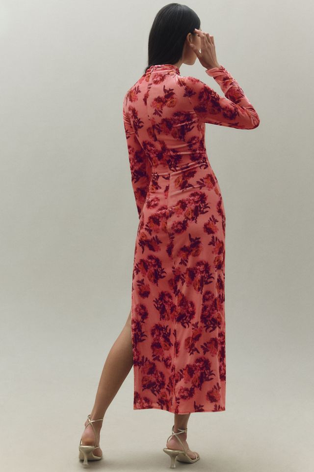 BHLDN Isabella Long-Sleeve High-Neck Cutout Velvet Maxi Dress #1