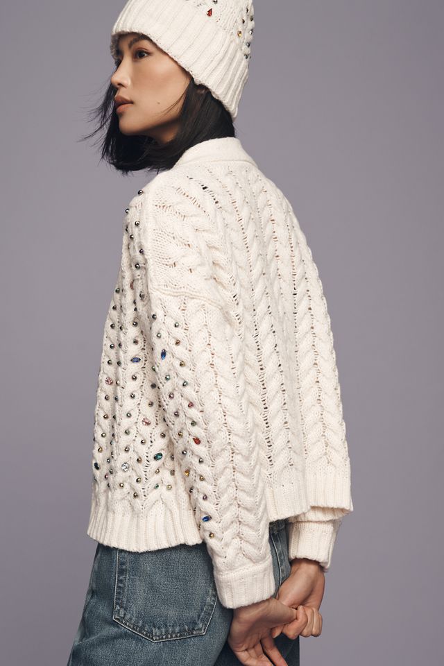 Maeve Jewel Cable-Knit Cardigan #1