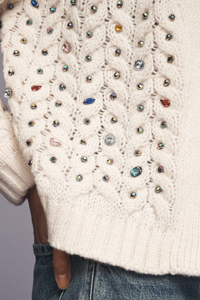 Maeve Jewel Cable-Knit Cardigan #3