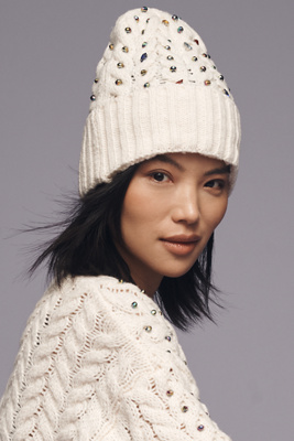 By Anthropologie Pearl & Rhinestone Embellished Beanie  display picture 3