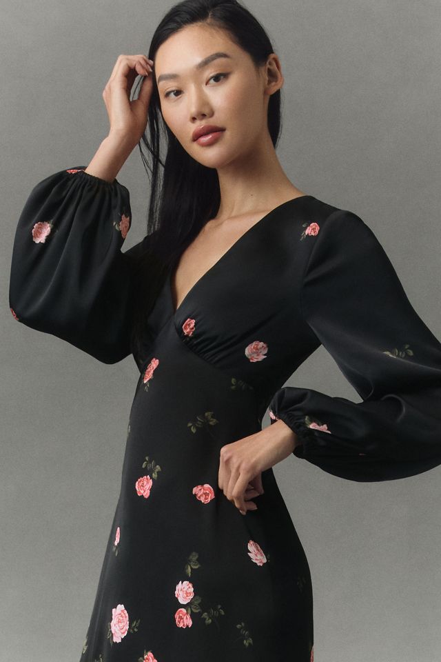 BHLDN Flora High-Shine Satin Long-Sleeve Maxi Dress #1
