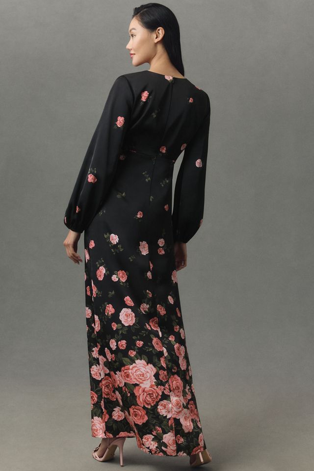 BHLDN Flora High-Shine Satin Long-Sleeve Maxi Dress #2