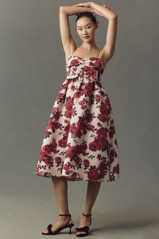 Sachin & Babi Sloane Taffeta Double-Bow Pleated Midi Dress #1