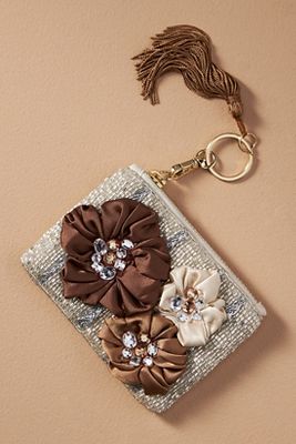 By Anthropologie Decorative Flower Coin Purse In Gold