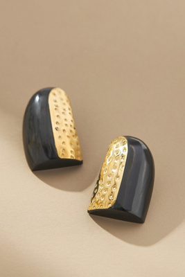 By Anthropologie Enamel Metal Drop Earrings In Black