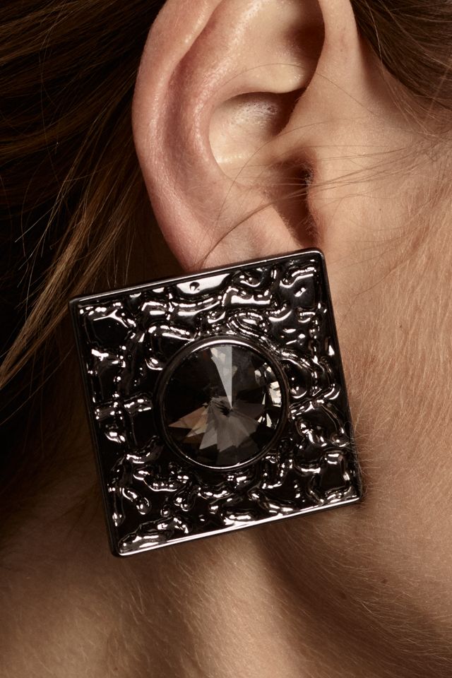 Crystal Square Post Earrings #1