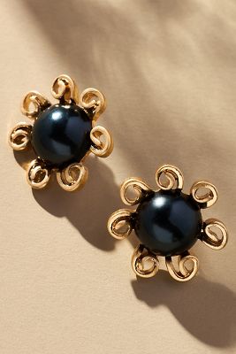 Shop By Anthropologie Flower Stone Post Earrings In Black