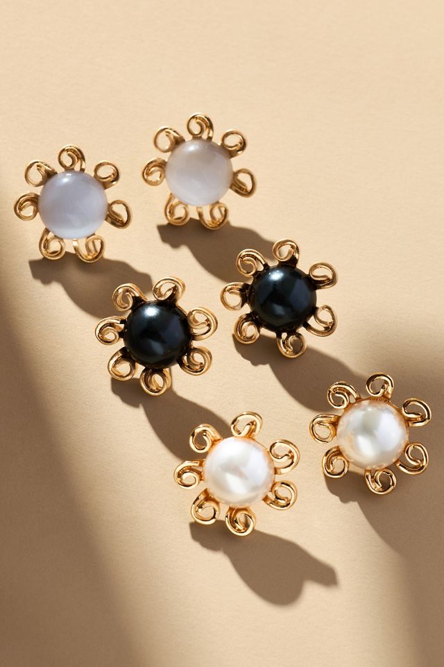 Flower Stone Post Earrings #1