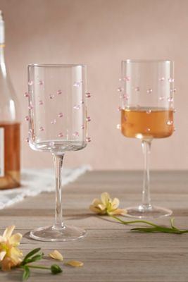 Pink Confetti Wine Glasses, Set of 2