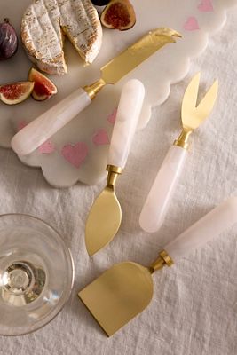 Pink Marble Cheese Knife Set