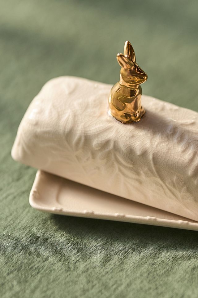 Bunny Stoneware Butter Dish #1