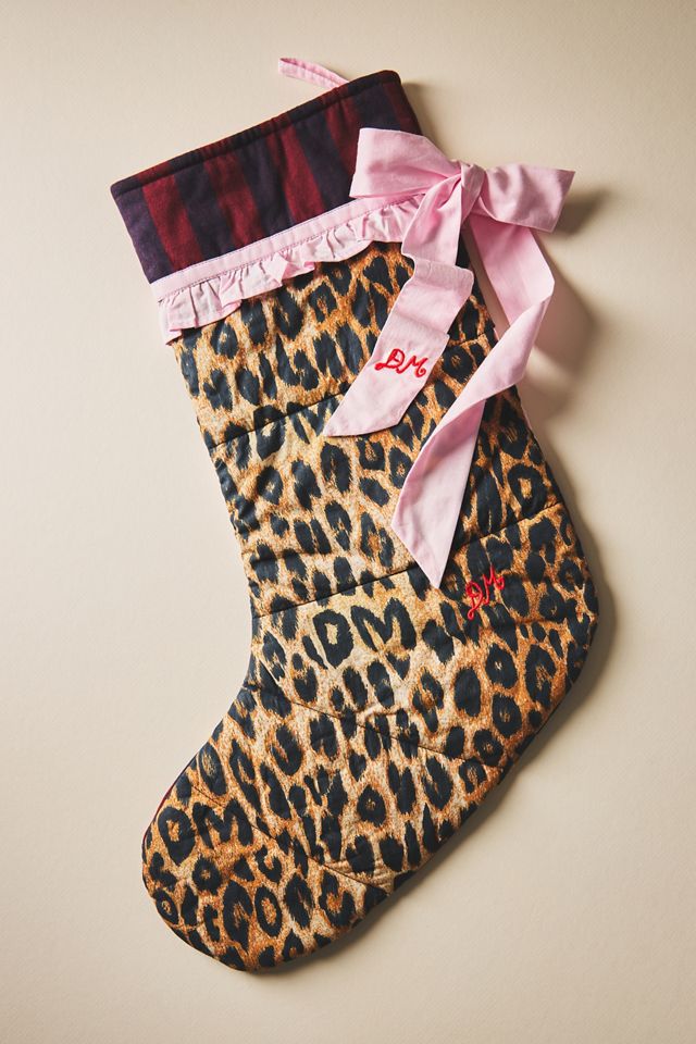 Damson Madder Patchwork Bow & Leopard Stocking #1