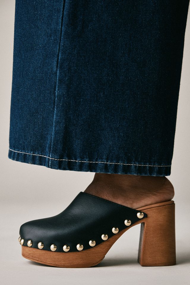 By Anthropologie Wood-Bottom Clog Heels