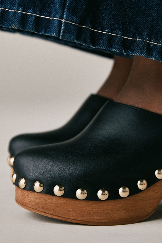 By Anthropologie Wood-Bottom Clog Heels