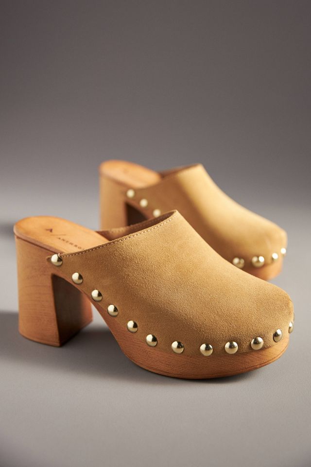 By Anthropologie Wood-Bottom Clog Heels #1