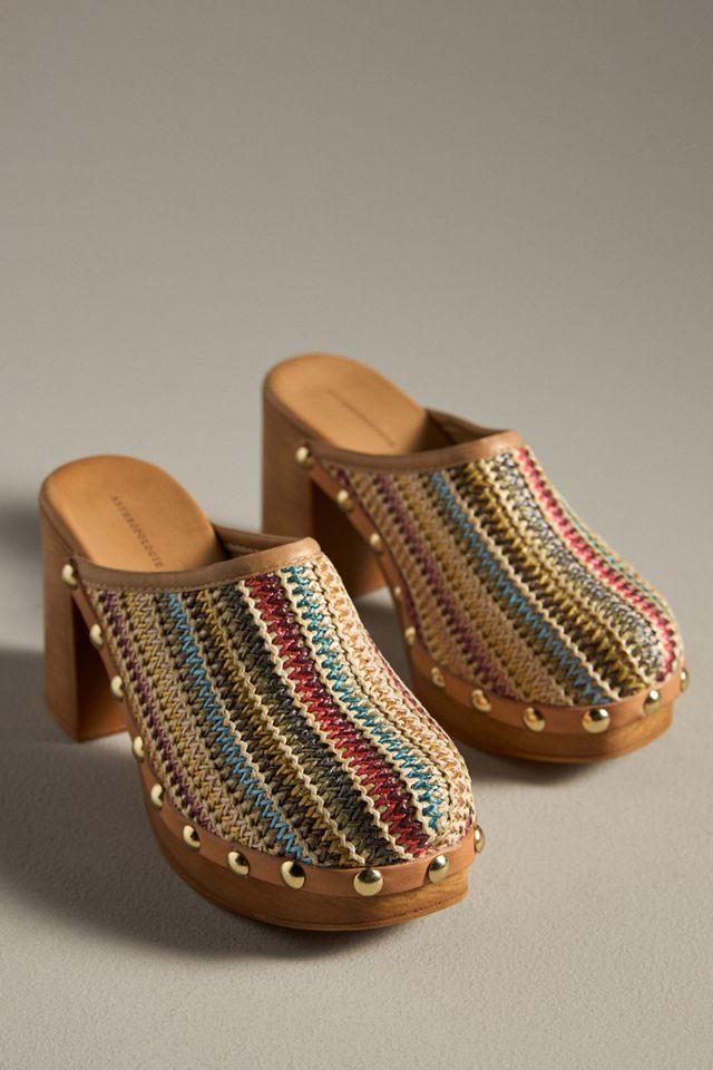 By Anthropologie Wood-Bottom Clog Heels #1