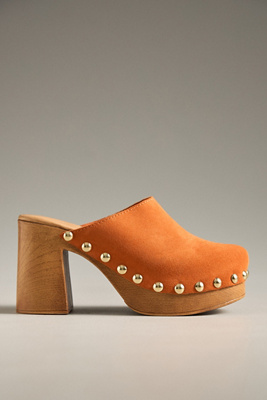 BY ANTHROPOLOGIE WOOD-BOTTOM CLOG HEELS 