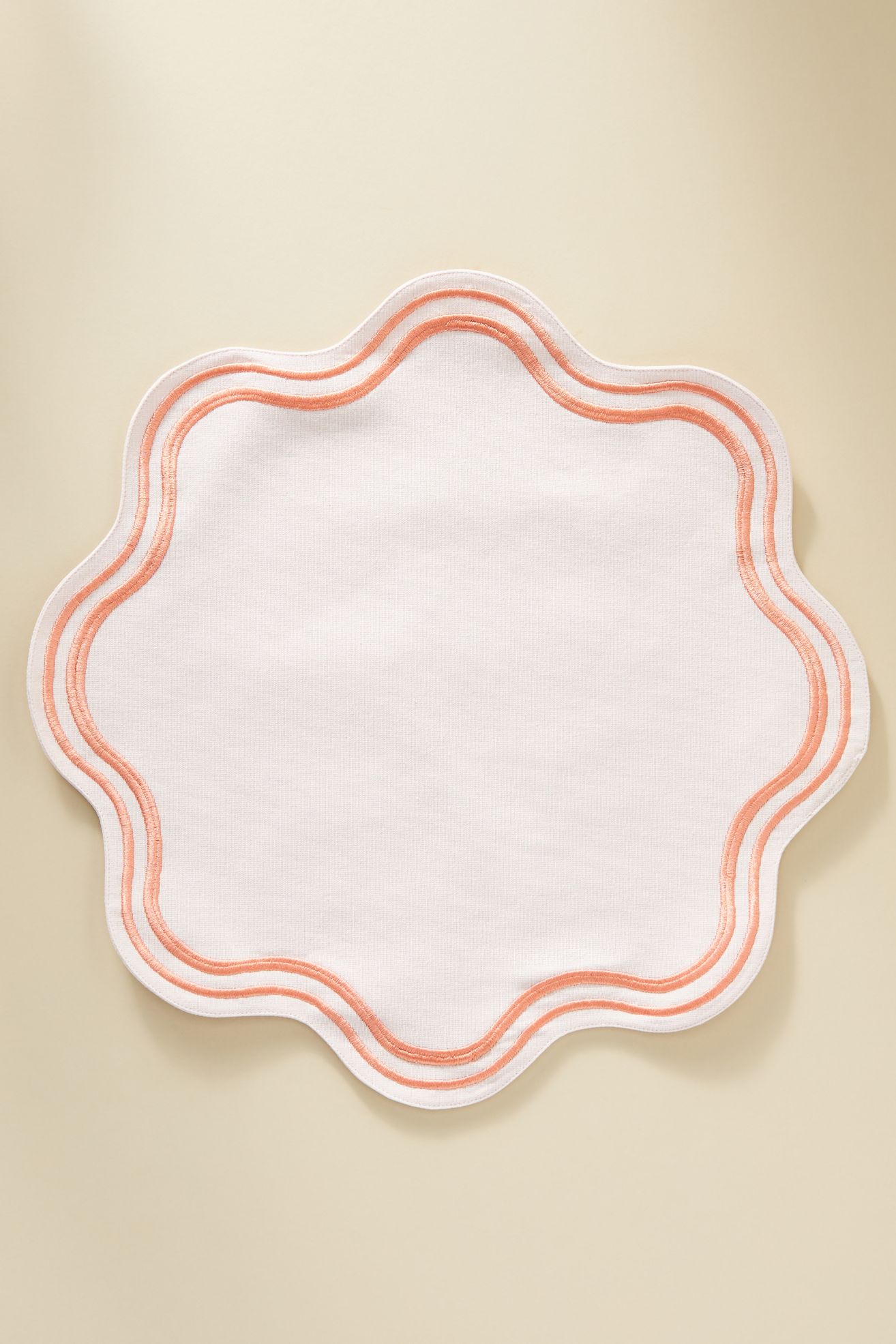 Madeline Embroidered Round Placemat - Pink, One Size