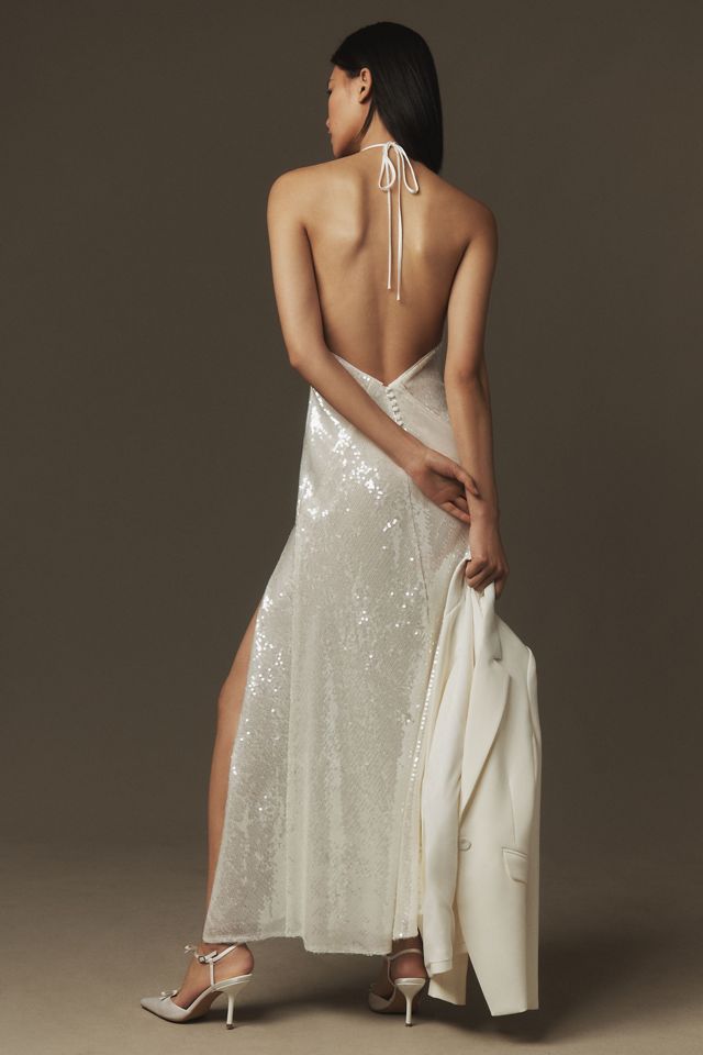 Bardot Yve Halter Open-Back Sequin Maxi Dress #1