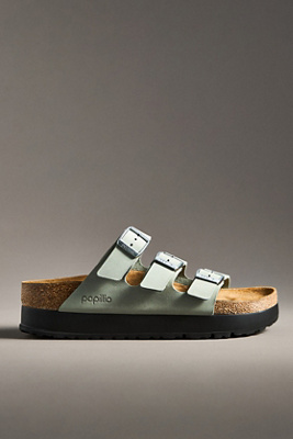 Birkenstock Papillio By  Florida Flex Platform Triple-strap Sandals In Green