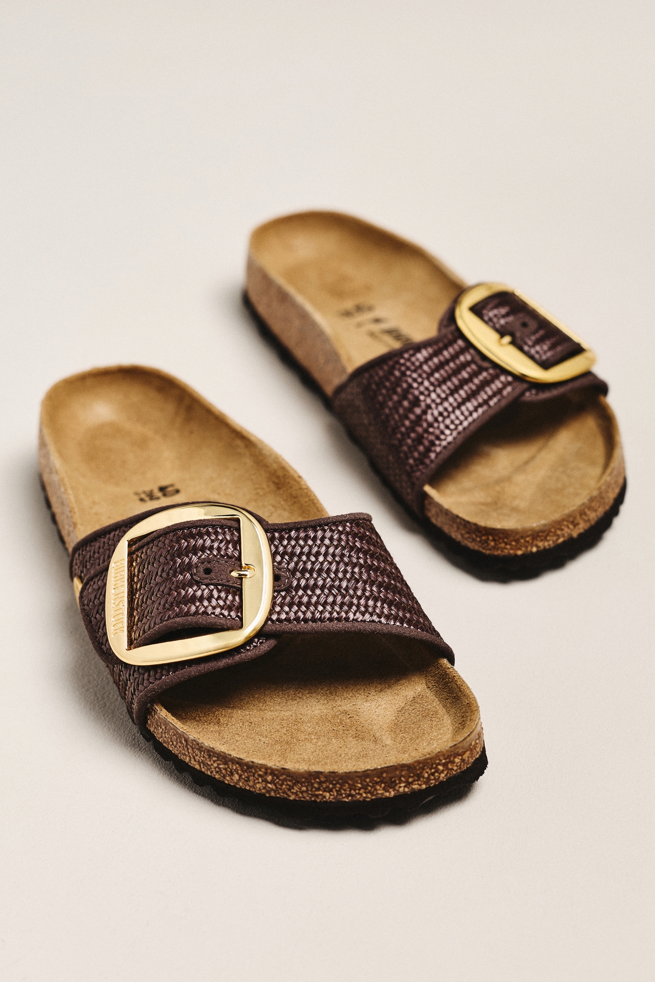 Birkenstock Madrid Big Buckle Raffia Sandals
