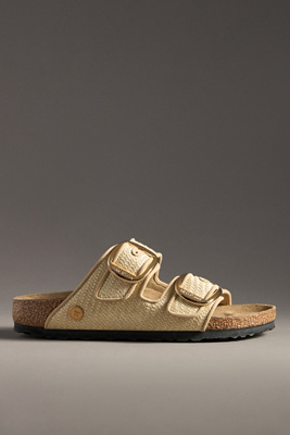 Birkenstock Arizona Hammered Big Buckle Slide Sandal In Sand