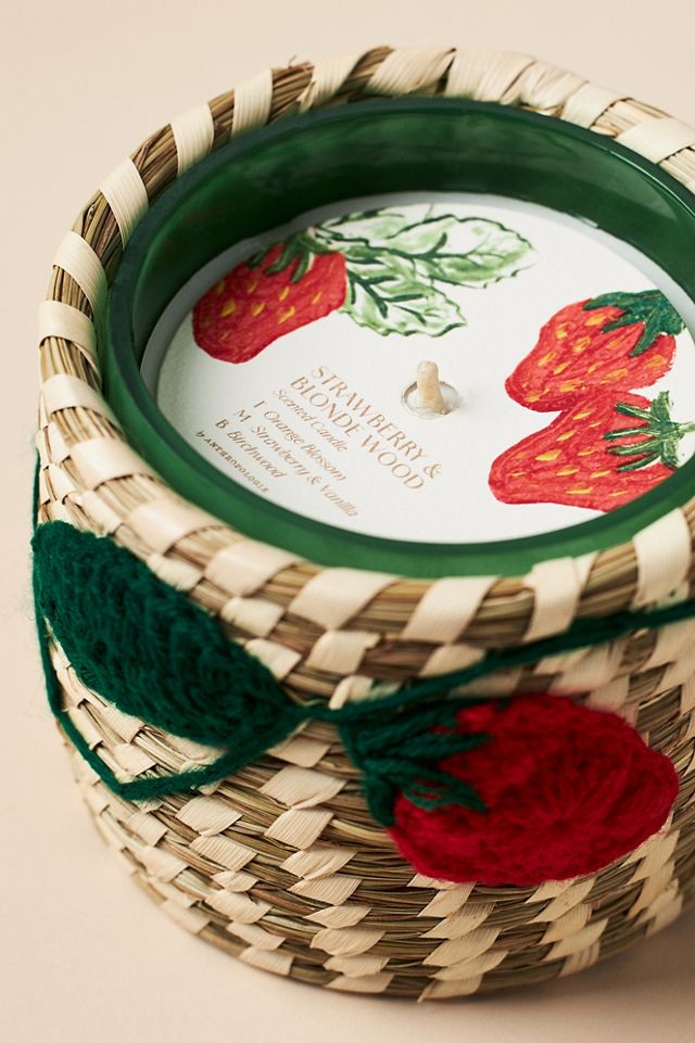 Woven Strawberry Icon Fruity Strawberry & Blonde Wood Glass Candle #2