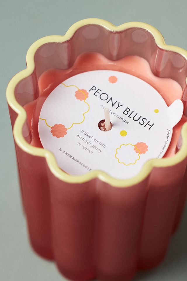 Scalloped Floral Peony Blush Glass Candle #2