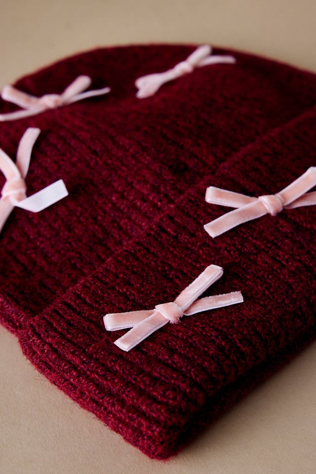 By Anthropologie Velvet Bow Beanie #2