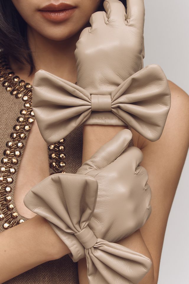 Maeve Faux-Leather Bow Gloves #1