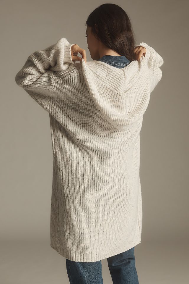 White hooded cardigan sweater sales