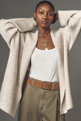 Shop By Anthropologie The Mariel Longline Cardigan: Hooded Edition In Grey