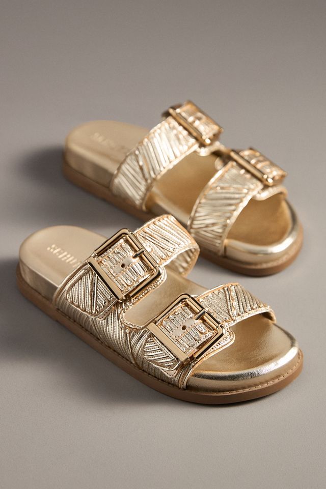 Schutz Lupita Metallic Buckle Slide Sandals #1