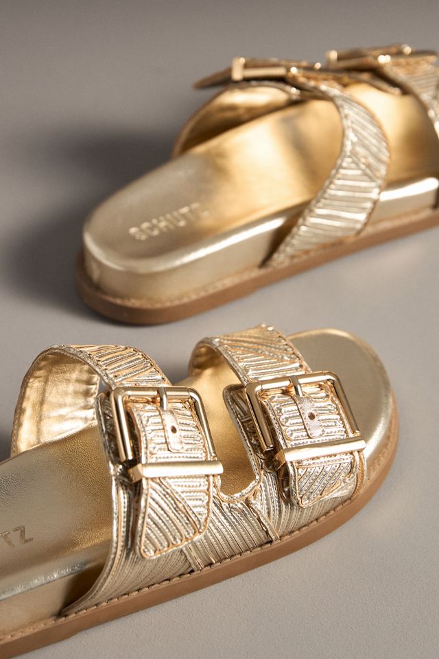 Schutz Lupita Metallic Buckle Slide Sandals #2