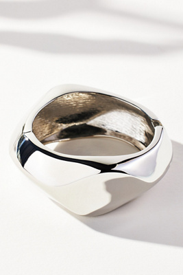 By Anthropologie Wide Oval Bangle Bracelet In Silver