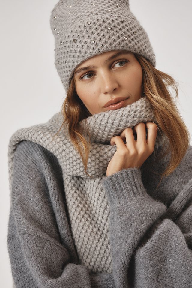 Rhinestone Waffle Knit Scarf #1