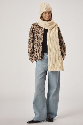 Maeve Rhinestone Waffle Knit Scarf In Gold