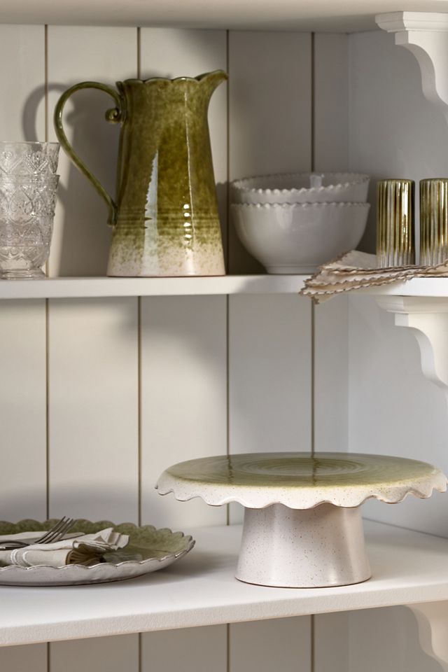 Ruffle Round Reactive Glaze Stoneware Platter #1