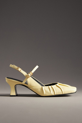 Reike Nen Shirring Slingback Kitten Heels In Yellow