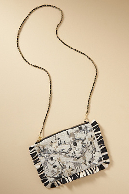 By Anthropologie Beaded Toile Clutch In Black
